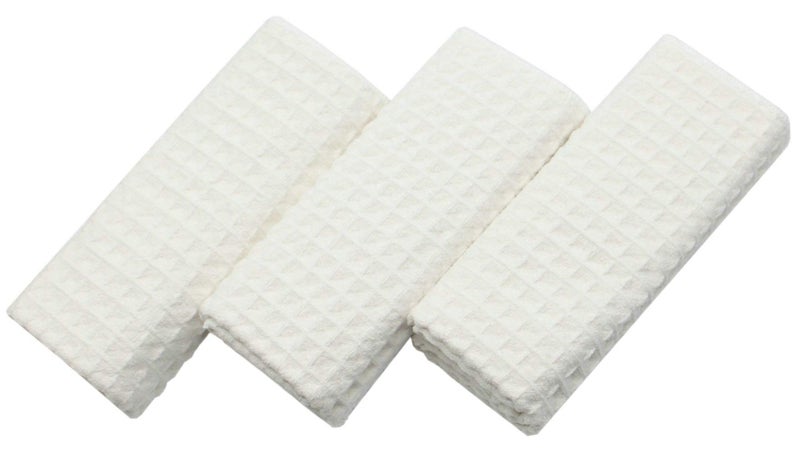 VeraSong Waffle Weave Kitchen Drying Towels - Thick Microfiber, Absorbent, Lint Free 16Inch x 24Inch 3 Pack Beige - Image 3